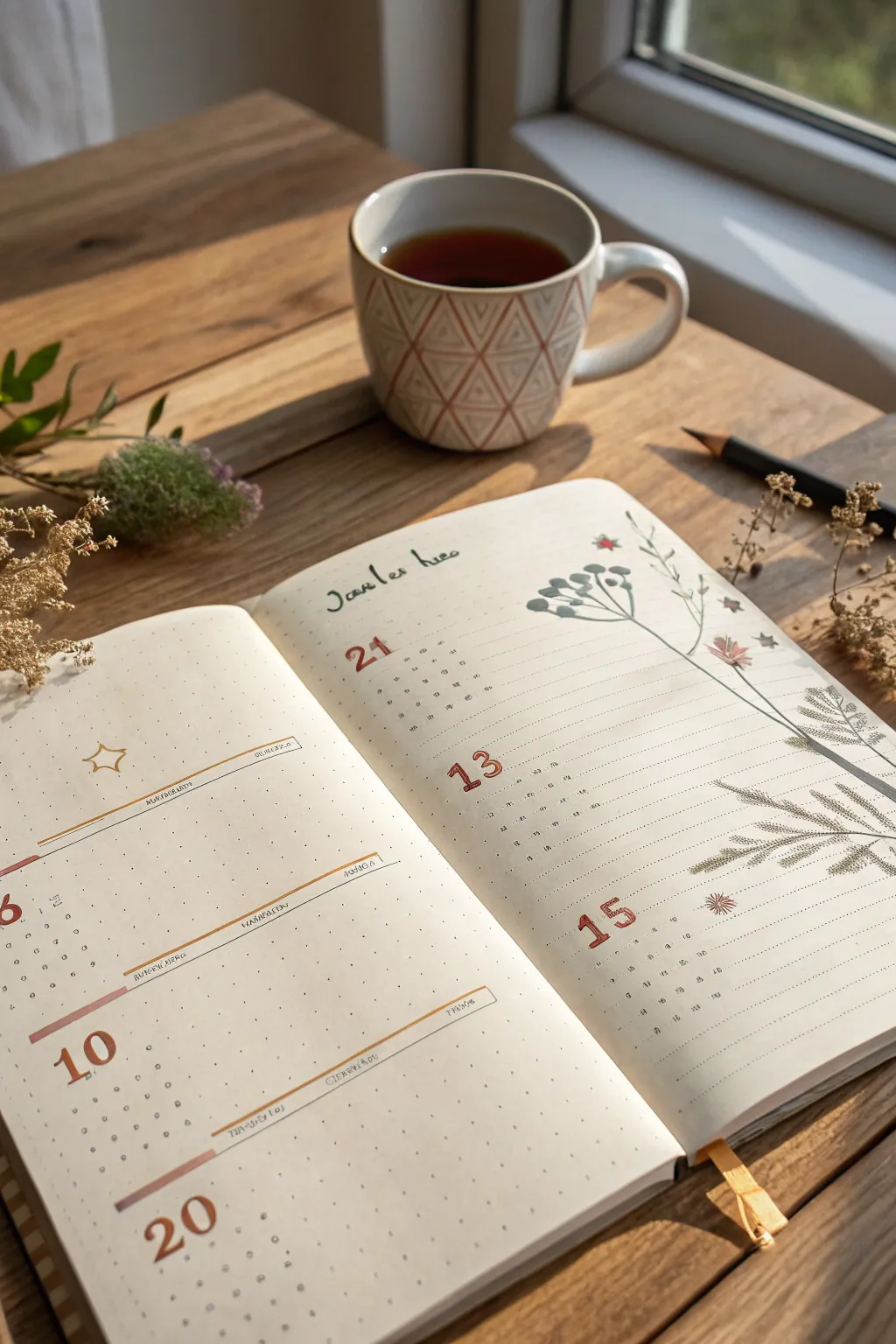 Elegance in Simplicity: Discover minimalist countdown ideas for your bullet journal that blend Scandinavian minimalism with boho charm.