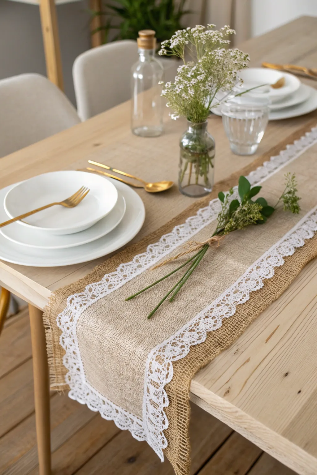 Elevate your dining experience with a touch of rustic elegance. #BurlapBeauty #MinimalistCharm