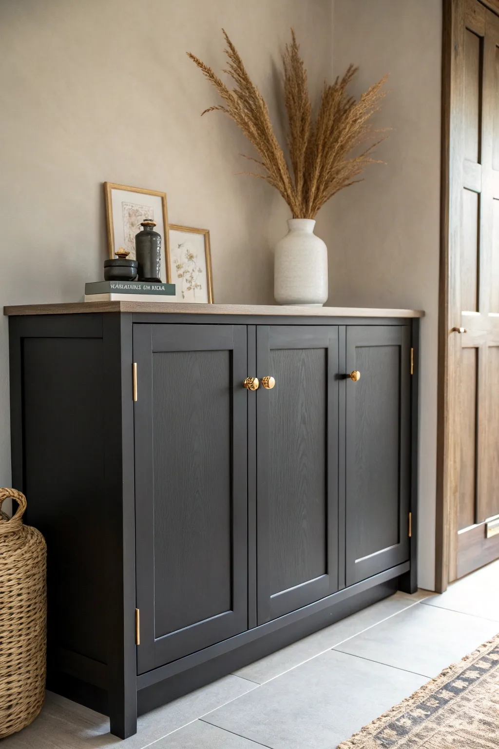 Embrace bold sophistication with minimalist black cabinets. Perfect for a dramatic, yet elegant kitchen makeover.