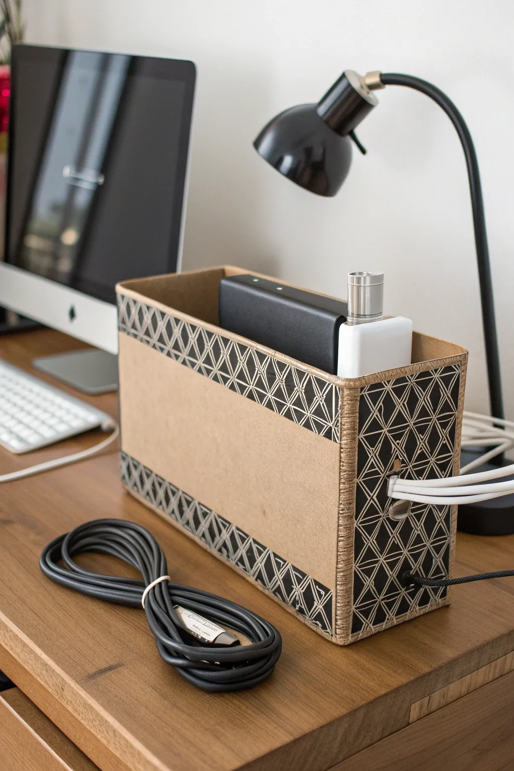 Transform your workspace with this chic DIY cable management box—where style meets functionality.