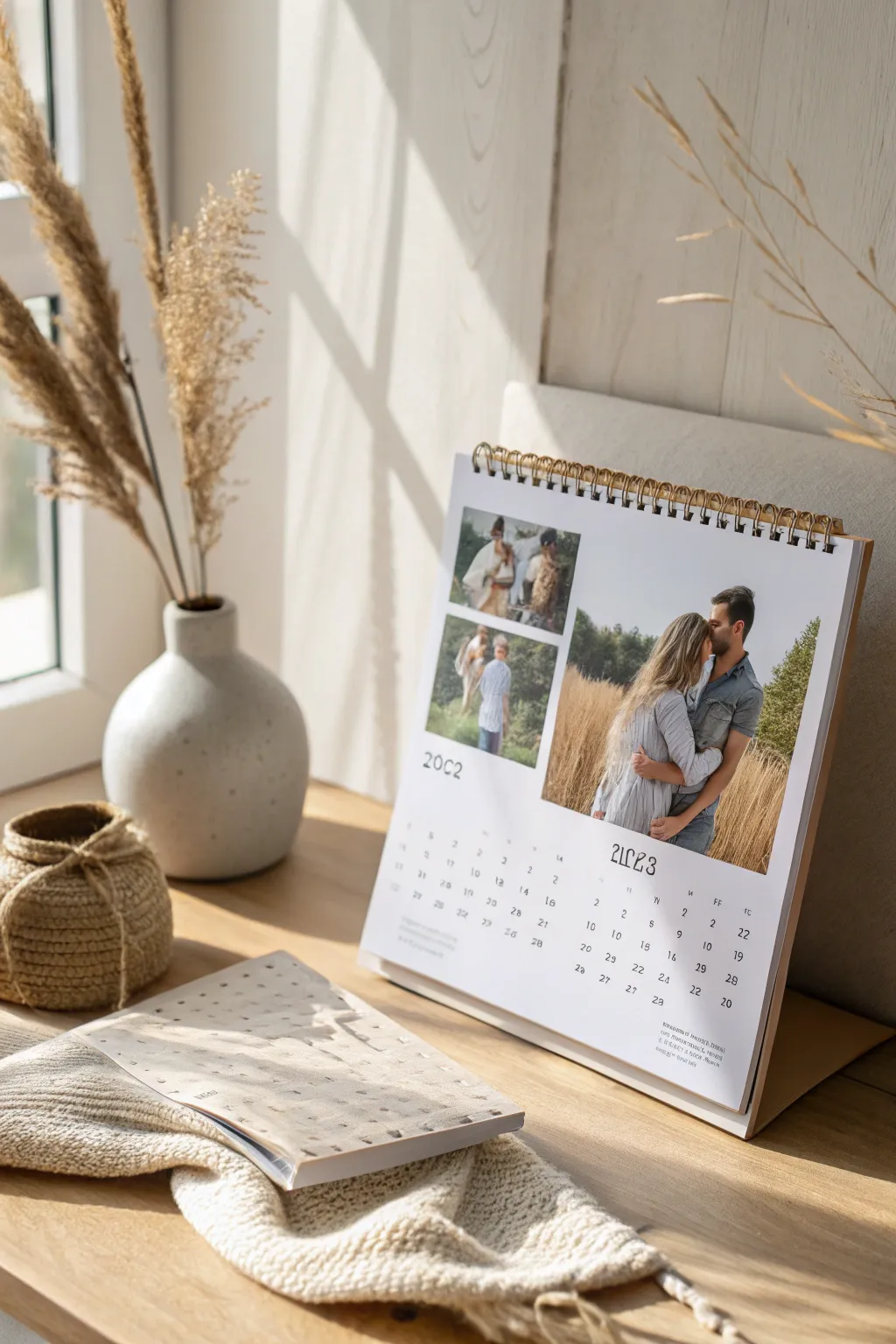 Capture cherished memories with a personalized photo calendar that embodies simplicity and natural beauty.