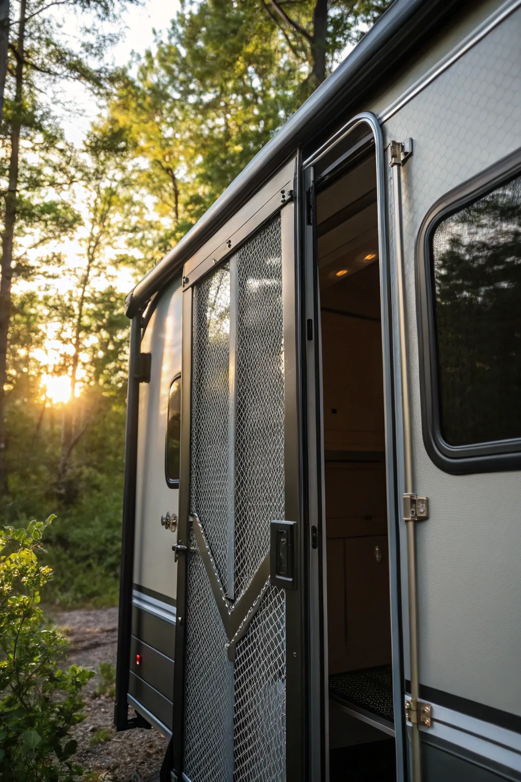 Embrace the breeze: Modern screen doors for your camper adventures.