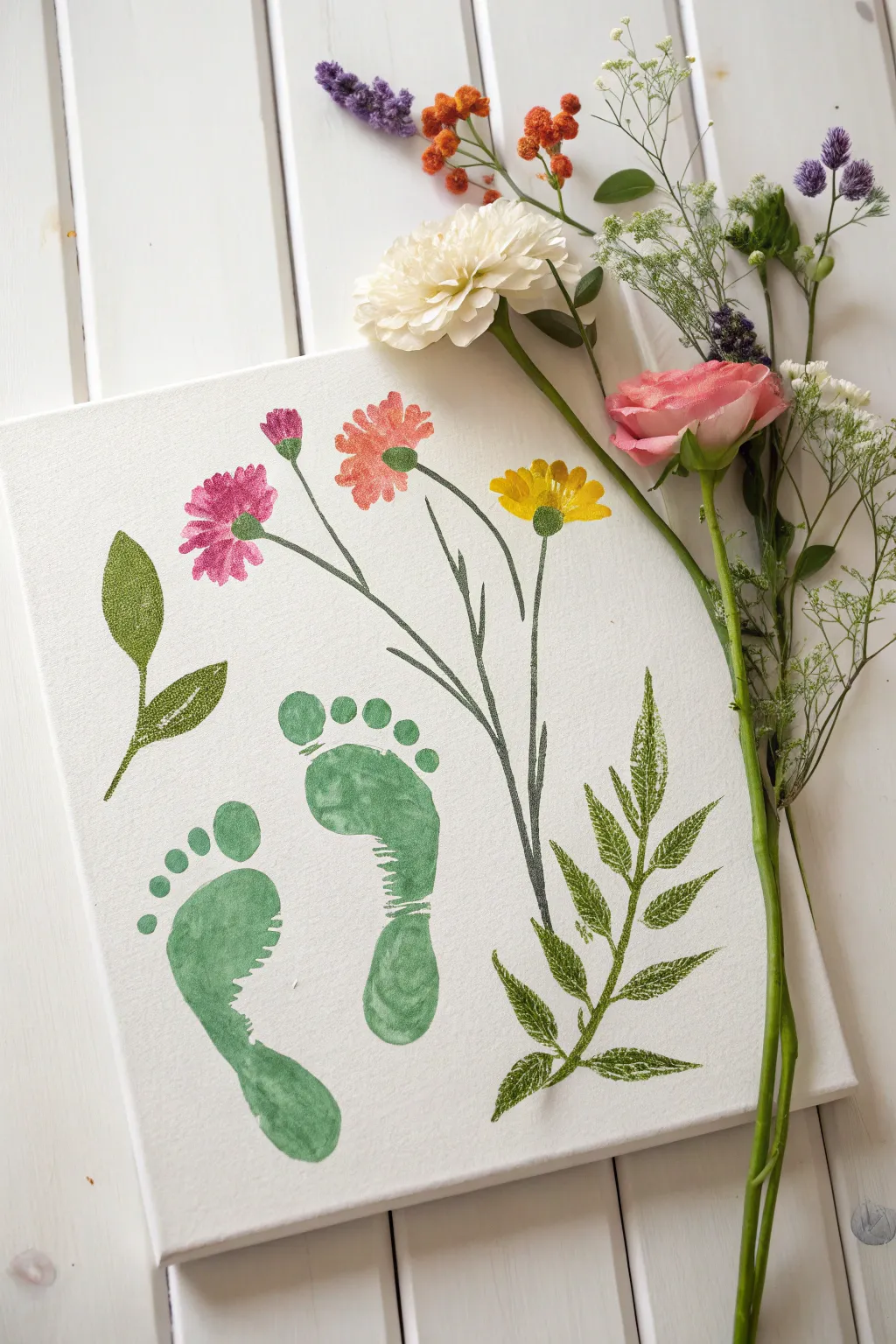 Capture the innocence of childhood with these charming footprint flowers.