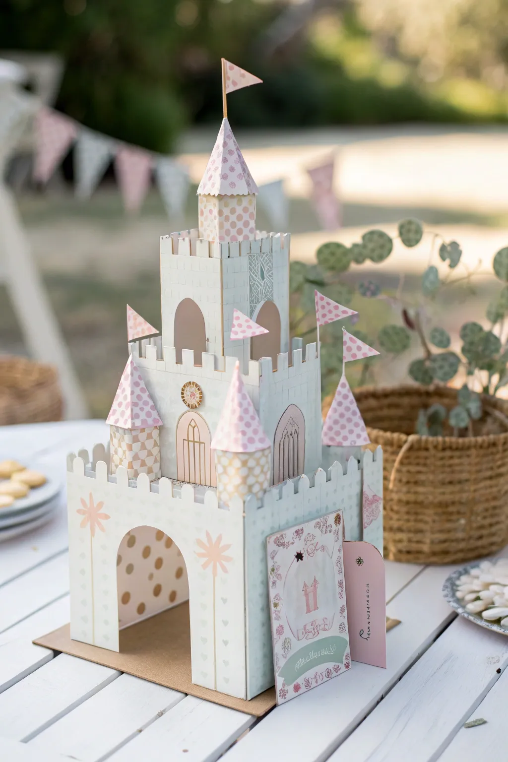 Create a fairytale moment with this enchanting card castle for your baby shower!