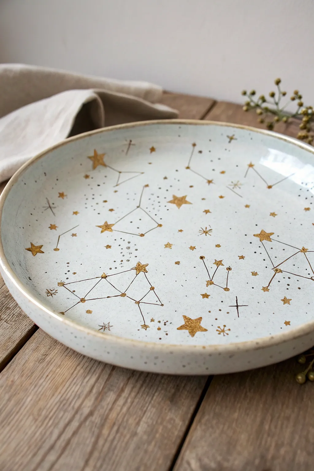 Bring the night sky to your table with celestial-inspired ceramic art.