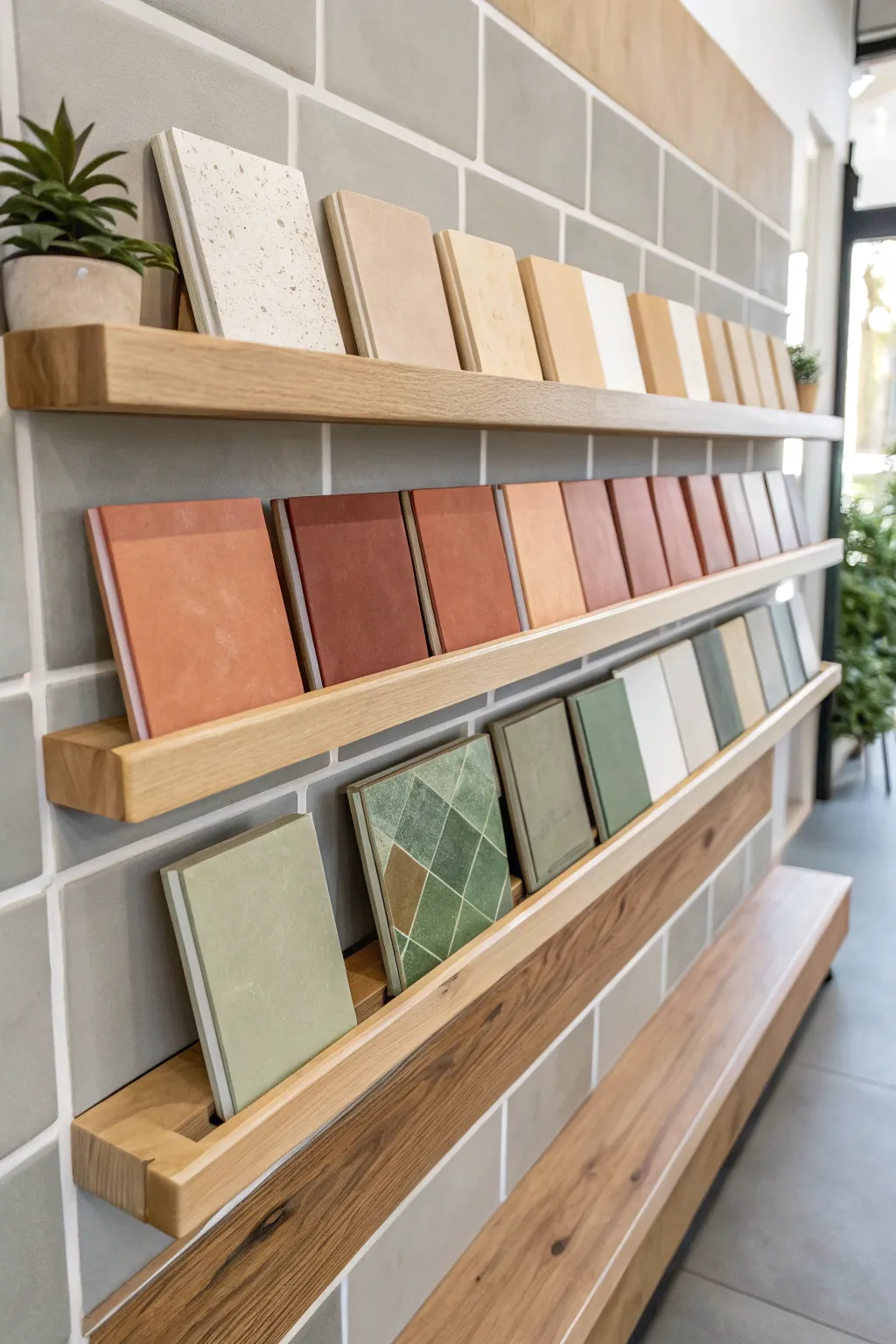 Explore the art of glaze: A minimalist display of ceramic test tiles, perfect for crafting your own glaze gallery at home.