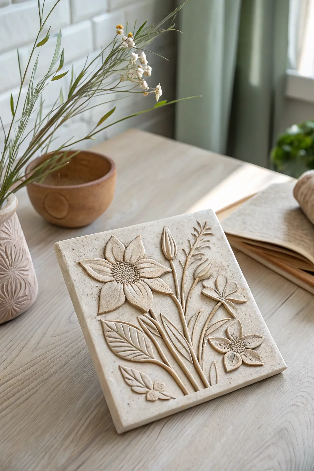 Discover the art of clay relief: where nature meets craftsmanship in every tile.