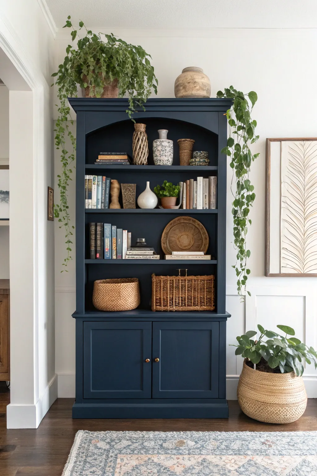 Elevate your space with navy chalk paint: a minimalist's dream with a boho twist.