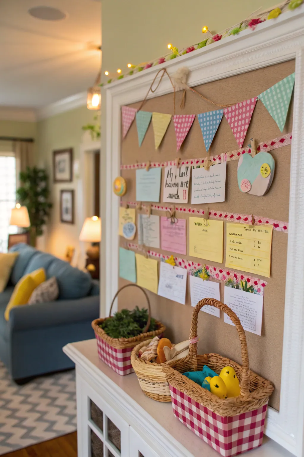 A garden party on a board with charming Peeps.