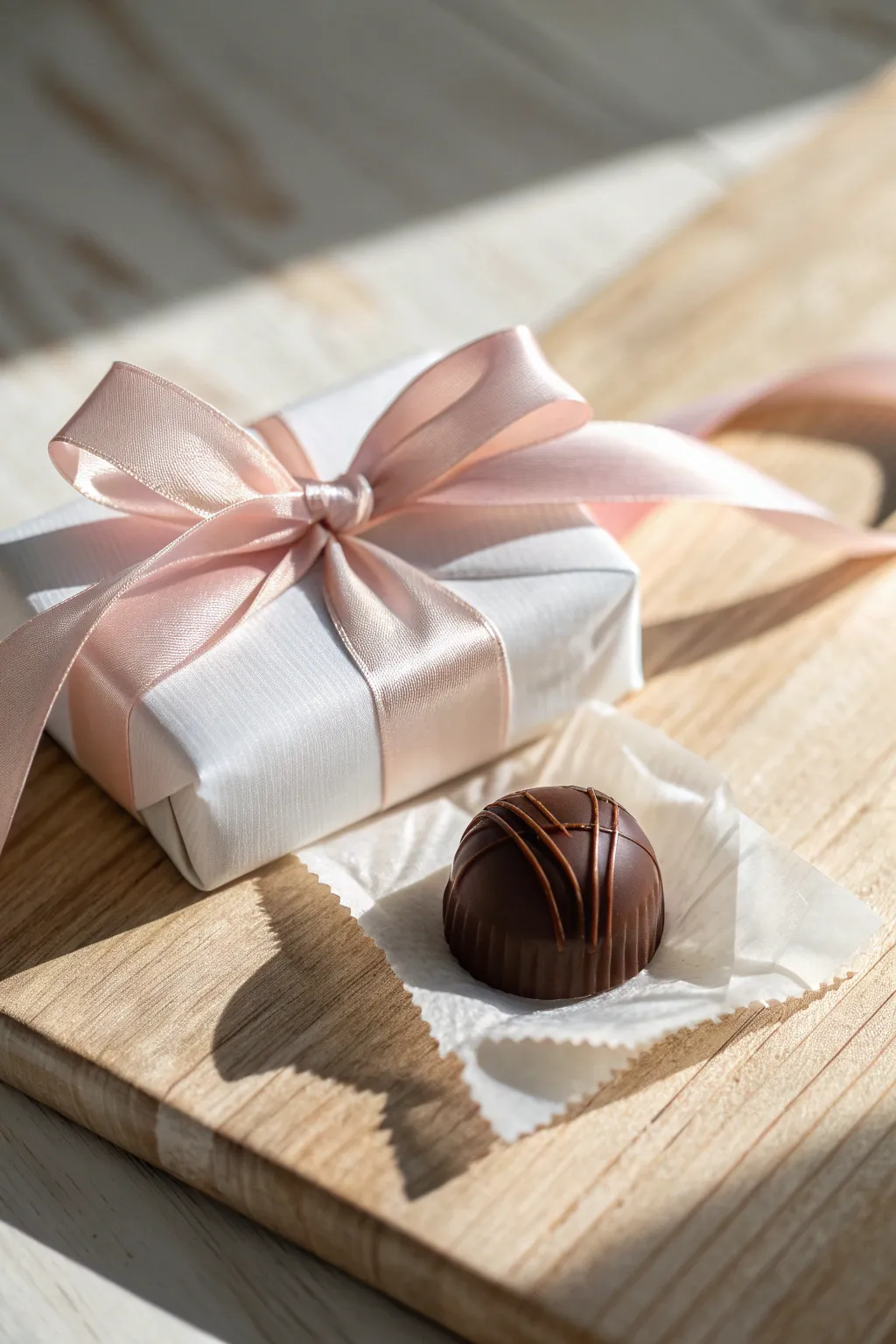 A touch of elegance: Transform your chocolates with a simple silk ribbon.