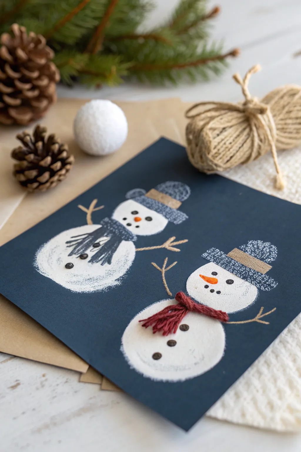 Crafting memories: Tiny fingerprint snowmen that capture the magic of Christmas through a toddler's touch.