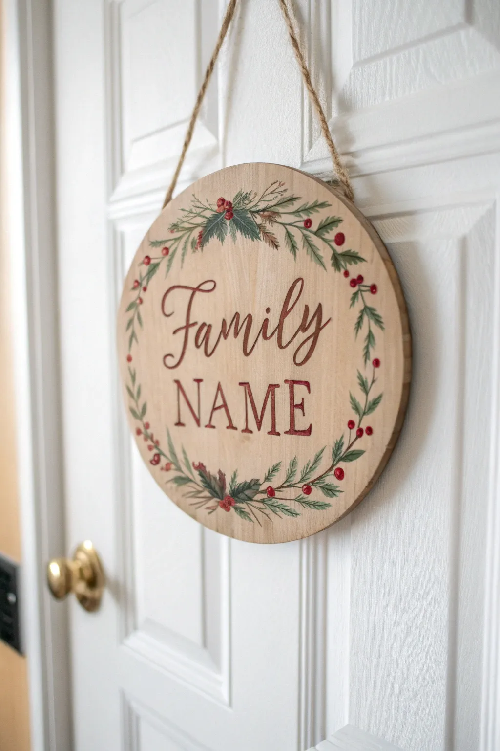 Add a personal touch to your holiday decor with a handcrafted family sign that welcomes warmth and joy.