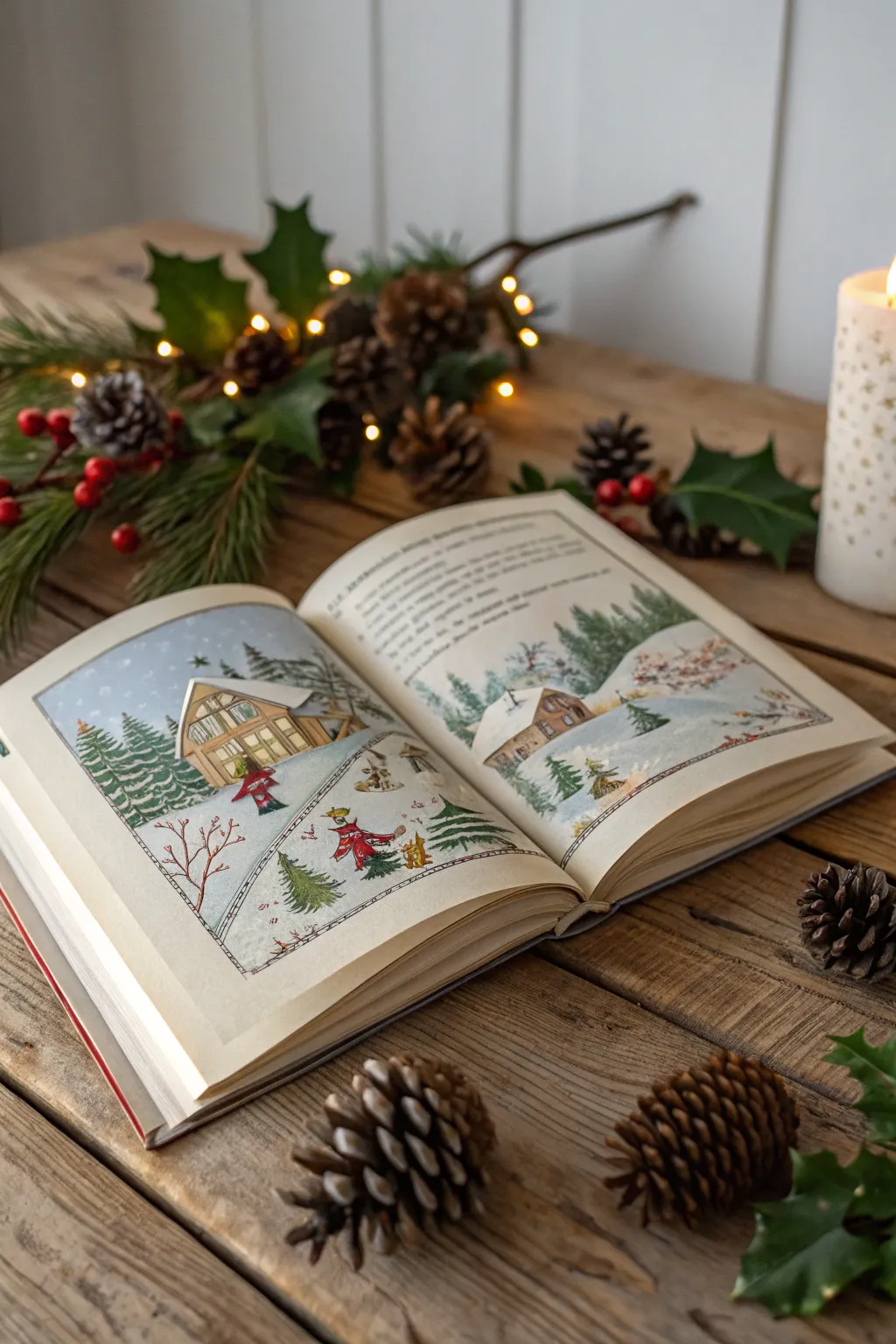 Dive into a magical Christmas tale with enchanting illustrations, perfect for a cozy evening by the fire.