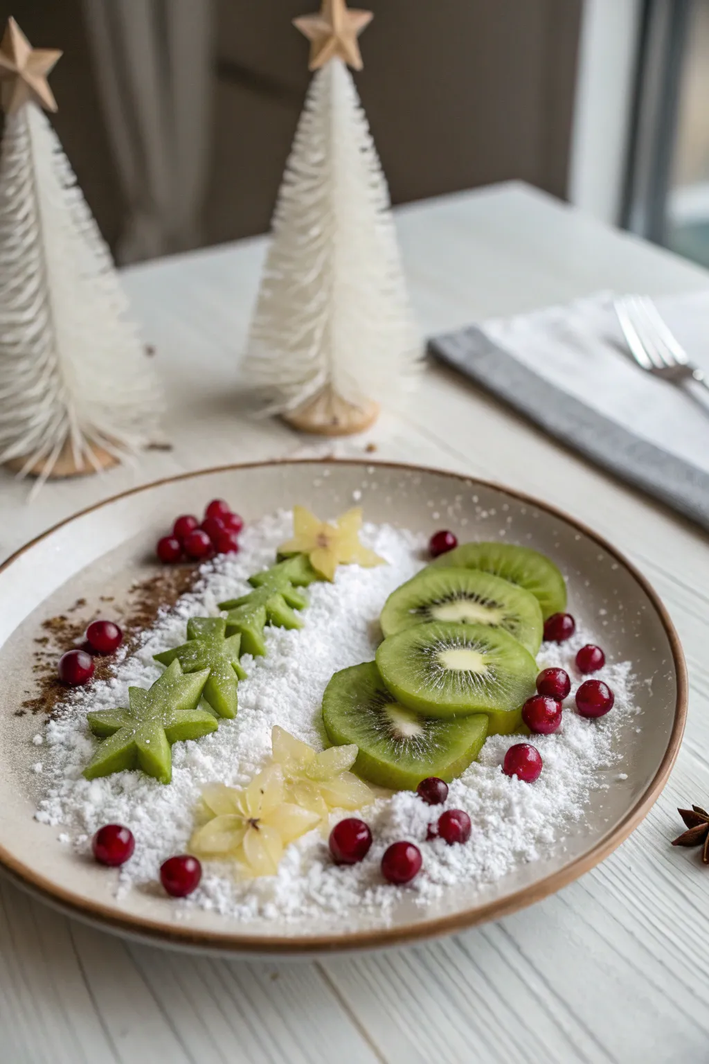 Transform your holiday table into a Winter Wonderland with this enchanting fruit platter. #MinimalistChristmas #ScandiBohoStyle