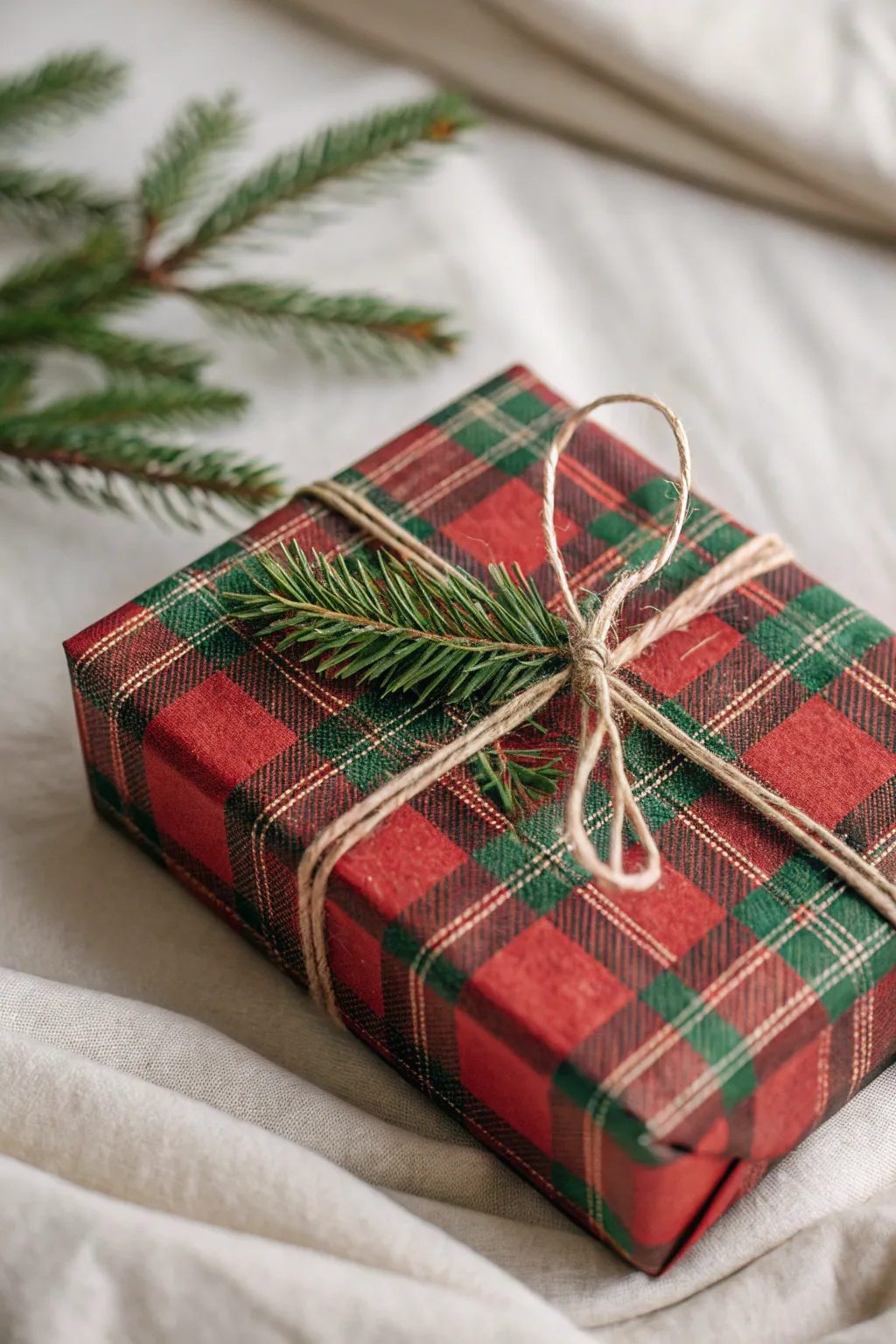 Embrace timeless elegance this holiday with plaid and greenery.