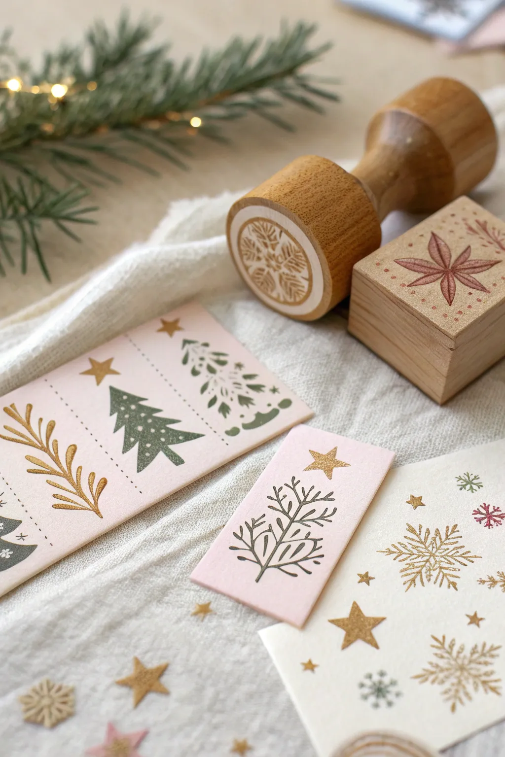 Elevate your holiday greetings with artisanal stamps and minimalist stickers.