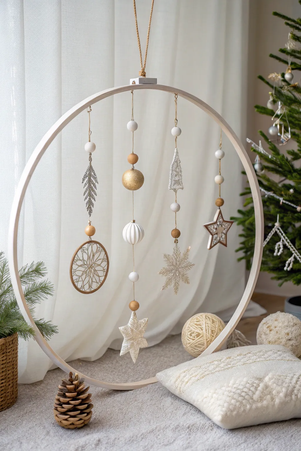 Elevate your holiday decor with a stunning Floating Ornament Hoop!