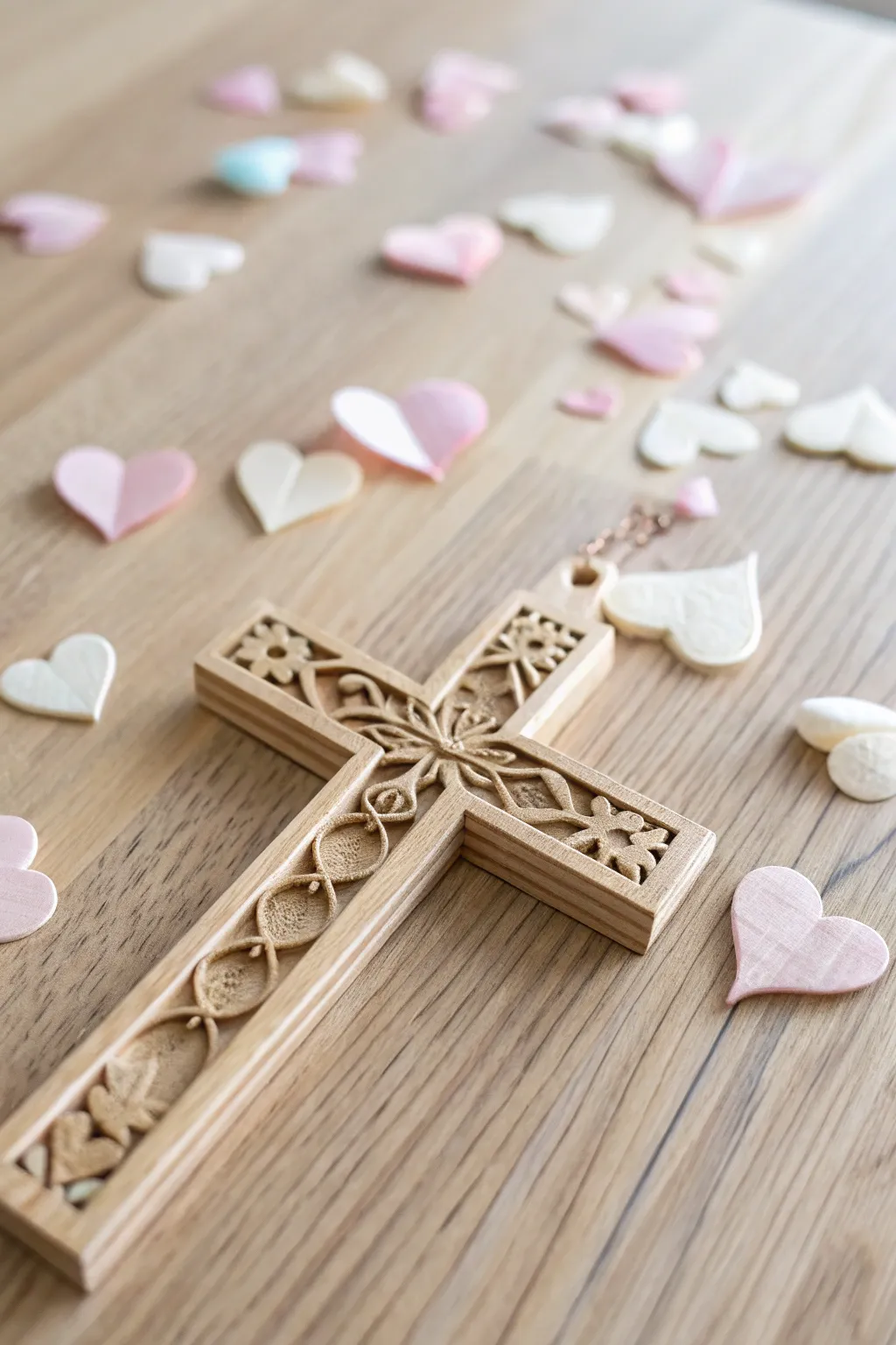 Celebrate love and spirituality with this beautifully crafted cross, perfect for Valentine's Day inspiration.