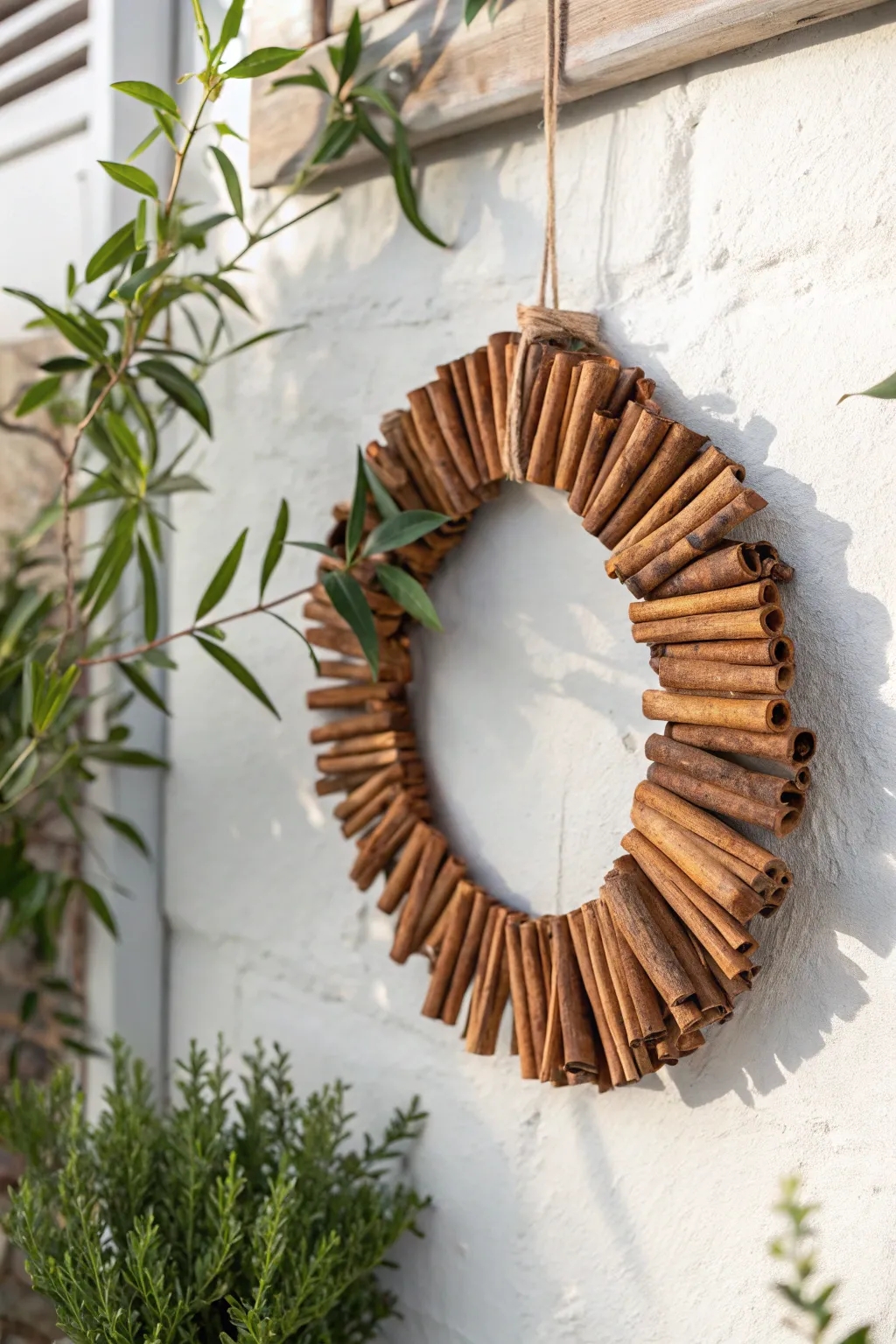 Welcome guests with the warm aroma and natural beauty of a handcrafted cinnamon stick wreath.