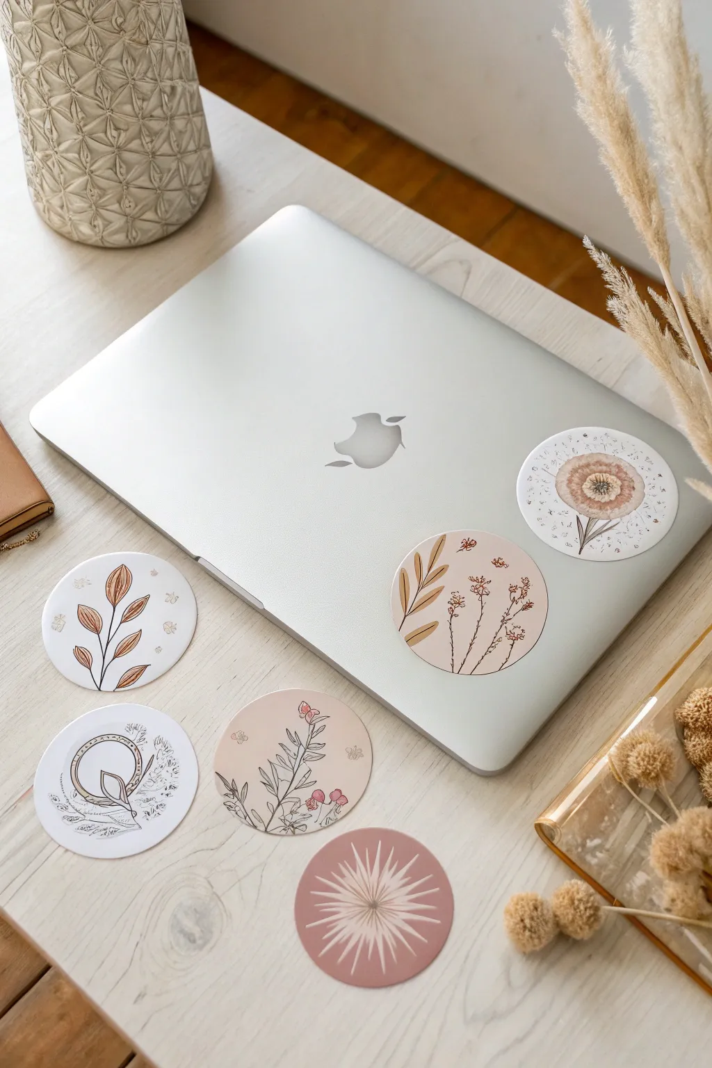 Transform your laptop into a canvas of personal expression with charming circle stickers that blend minimalism with boho flair.