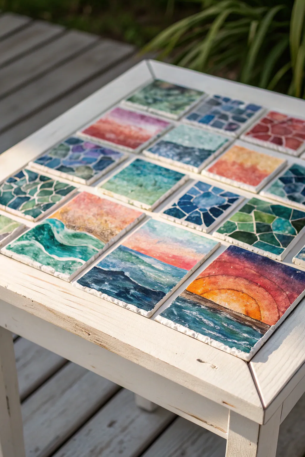 Transform creativity into a vibrant tapestry with this stunning watercolor mosaic.