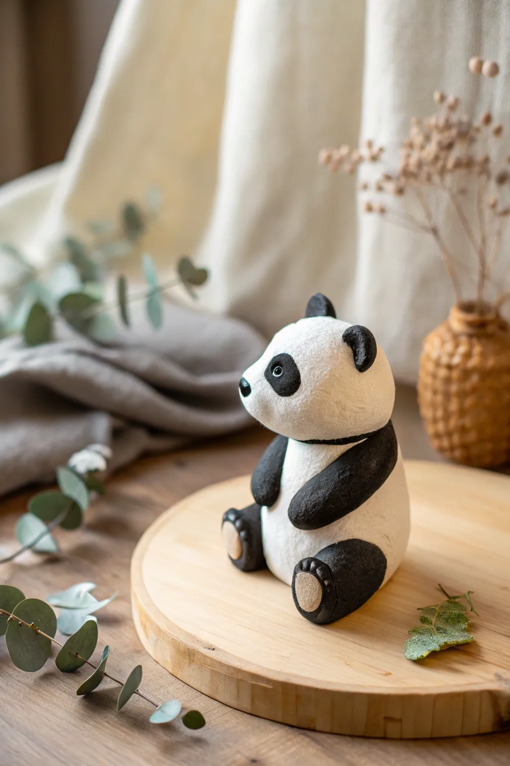 Embrace the charm of simplicity with this adorable clay panda, a perfect blend of minimalist design and natural beauty.