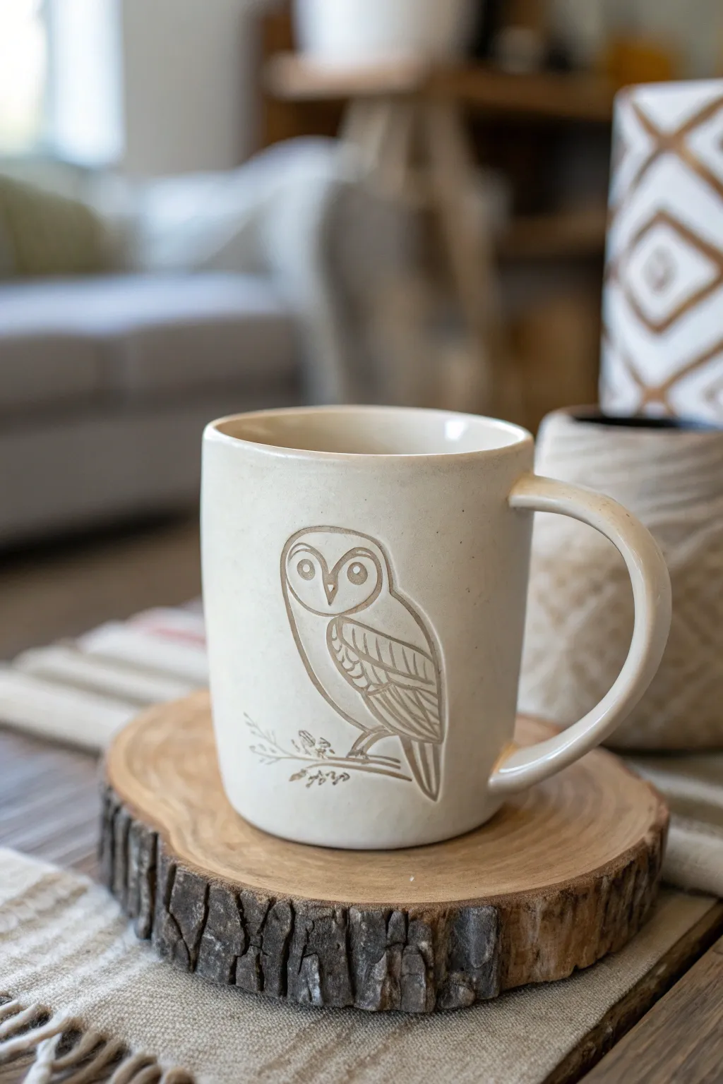 Embrace the charm of simplicity with this minimalistic owl clay mug, perfect for adding a touch of elegance to your collection.