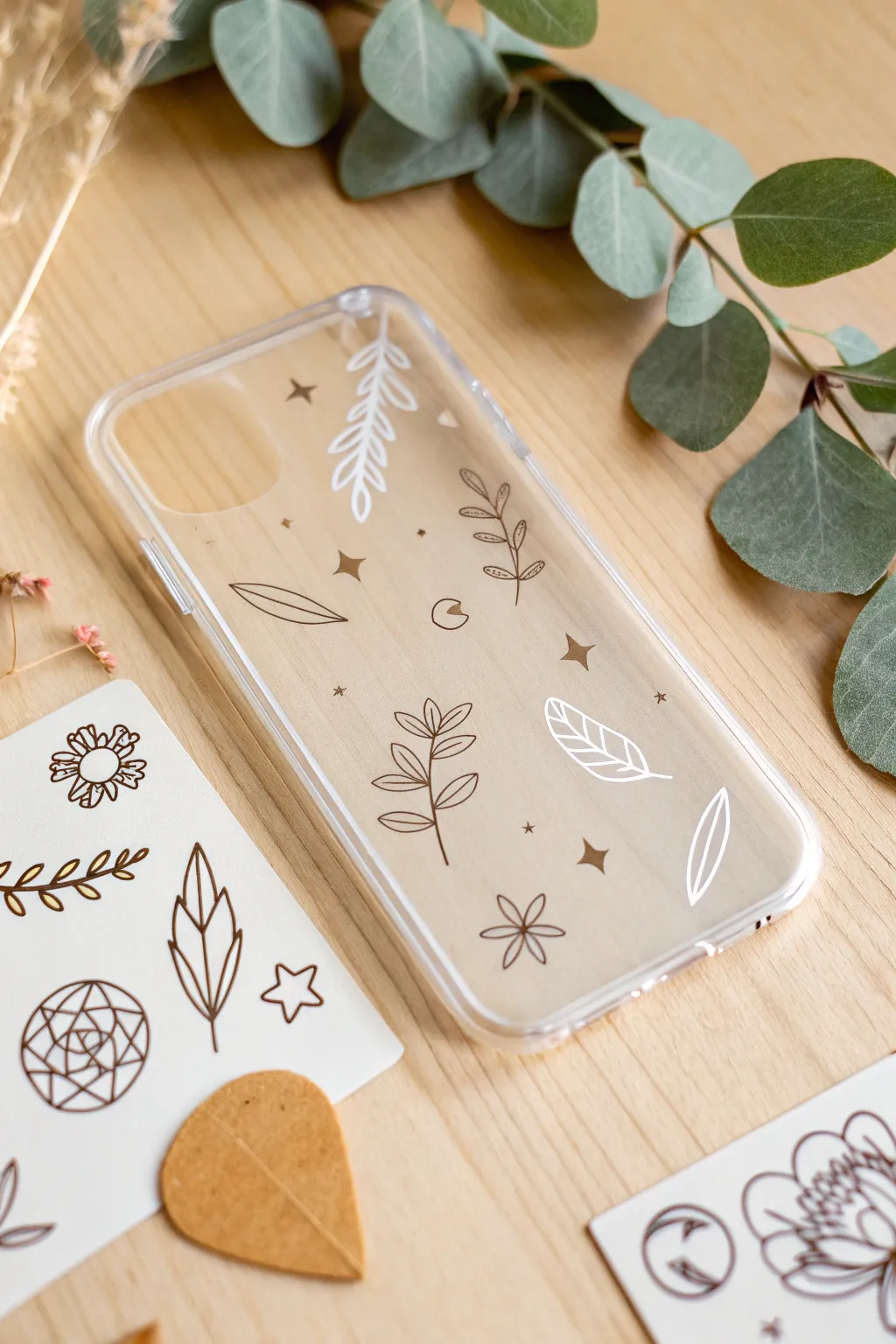 Elevate your style with minimalist themed stickers for your phone case.