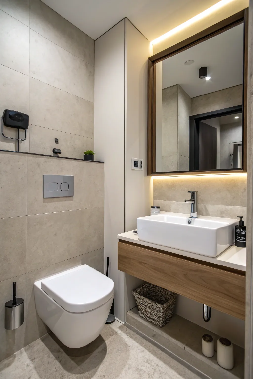 Modern fixtures add a sleek and contemporary look to your cloakroom.