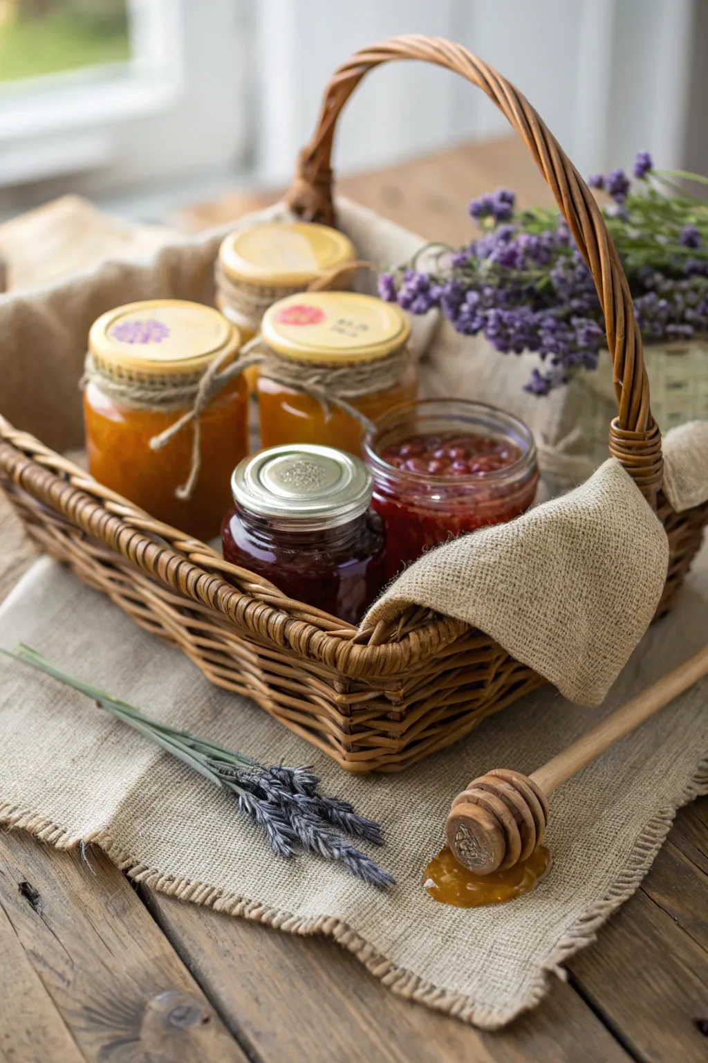 Welcome home with a taste of the neighborhood – a curated basket of local delights.