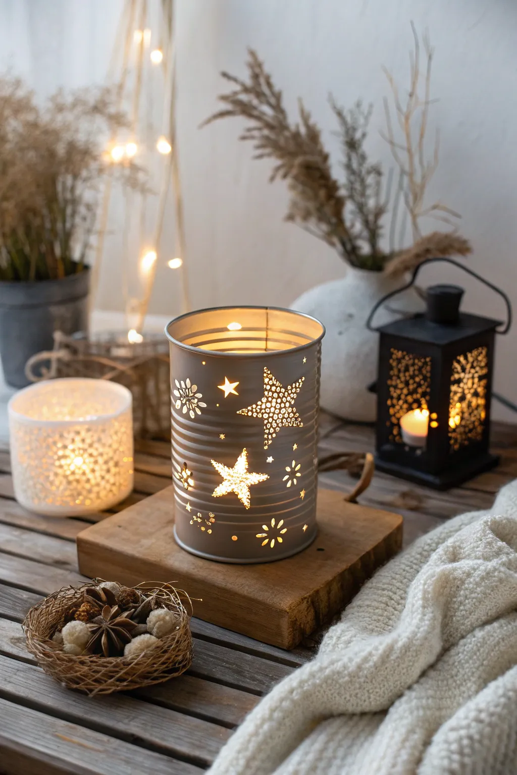 Transform your outdoor evenings with the warm glow of handcrafted coffee can lanterns.