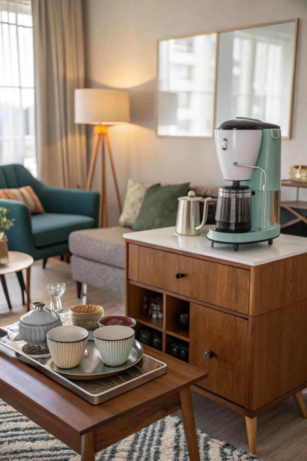 Midcentury flair brings a touch of nostalgia to your coffee setup.