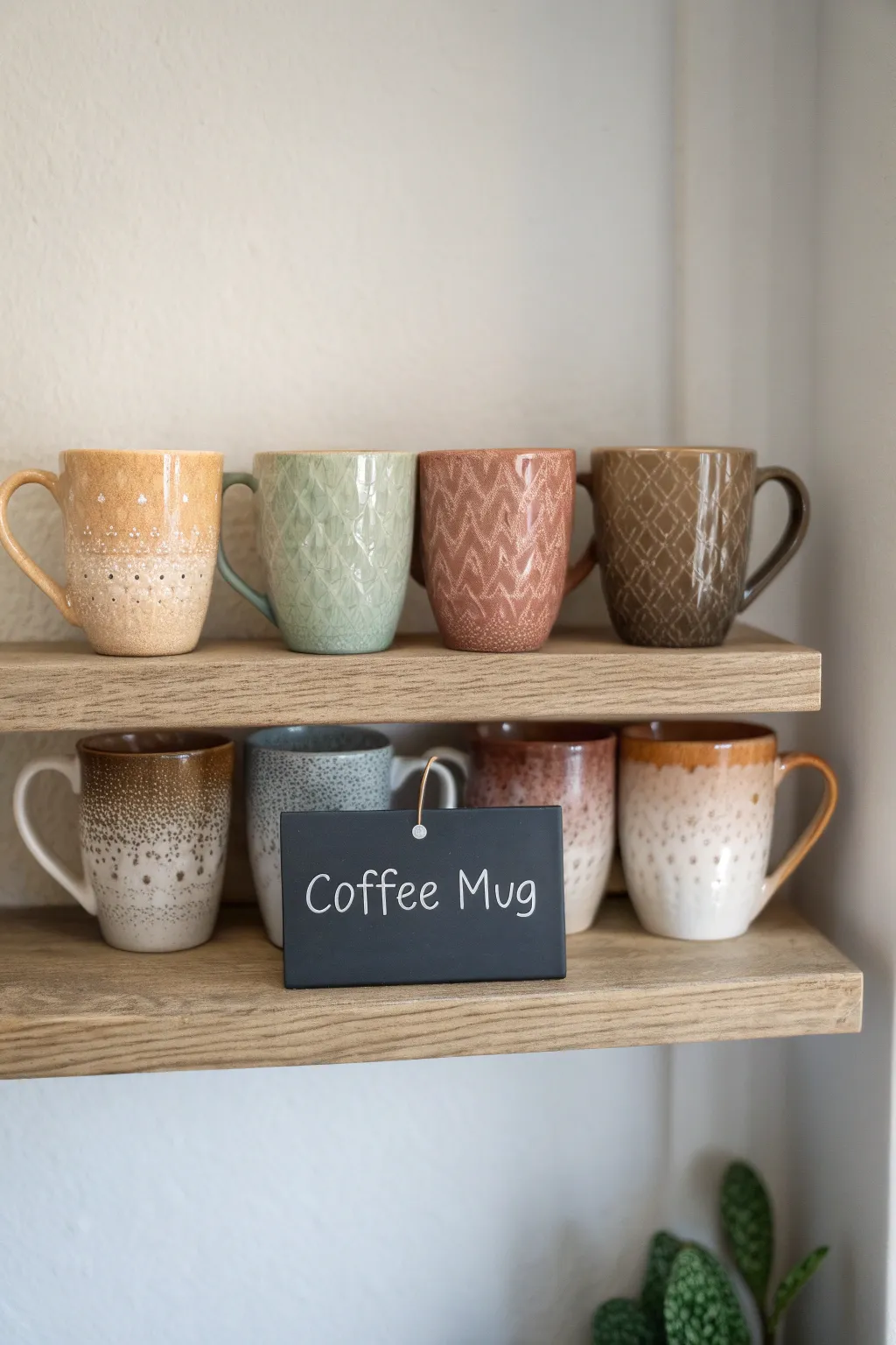 Transform your mug collection into a cozy café corner with artistic arrangements.
