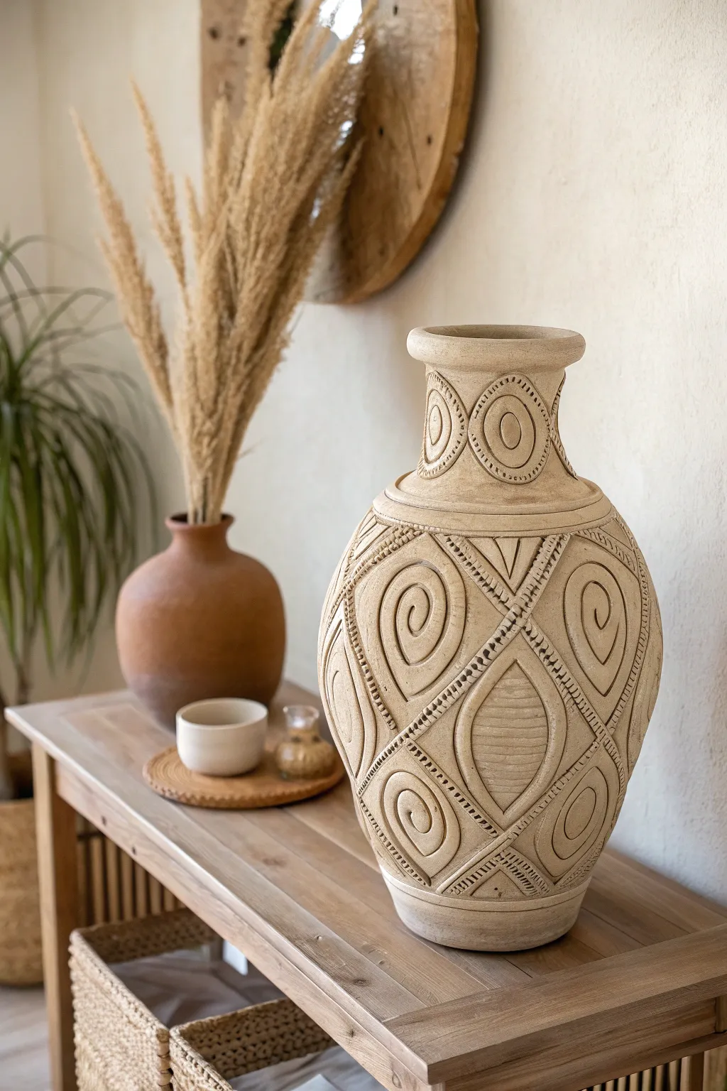 Elevate your entryway with the artistry of abstract coil vases.