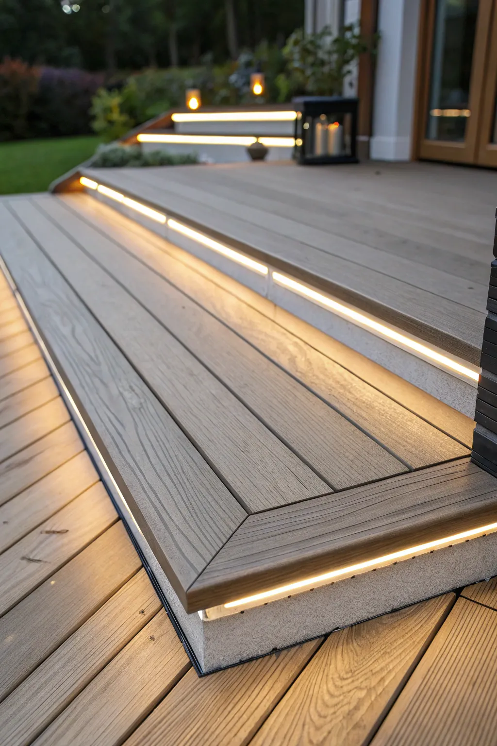 Transform your deck into a nighttime oasis with integrated light panels that add a touch of magic to your outdoor space.