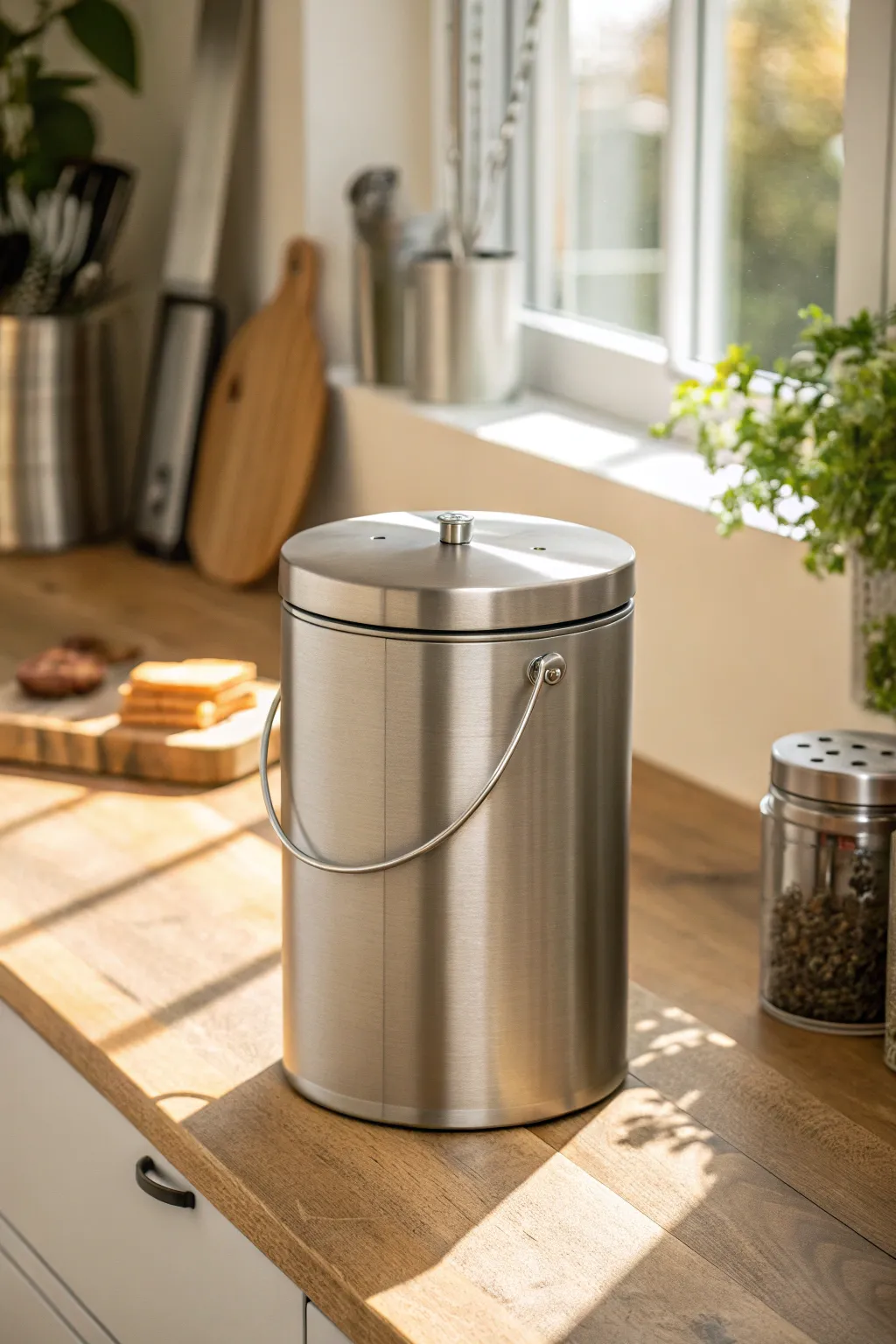 Elevate your kitchen game with a stylish countertop compost bin—where function meets modern design.