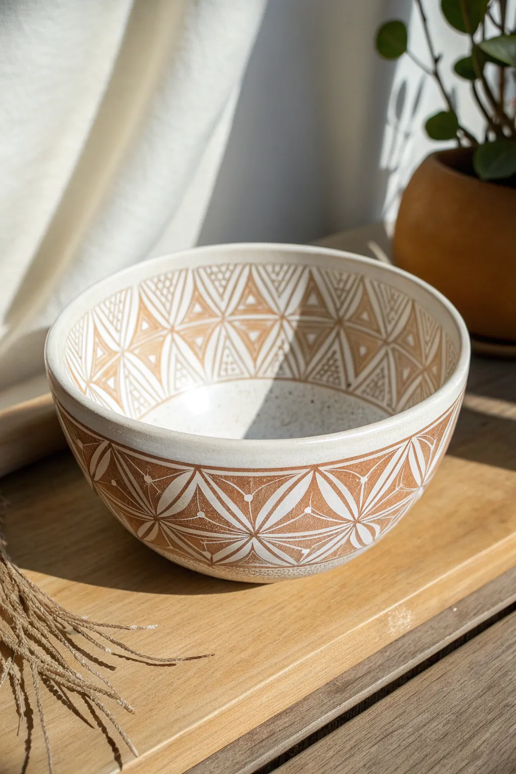 Unveil the beauty of simplicity with masking tape resist patterns. Discover the art of crisp lines and elegant shapes in ceramic design.