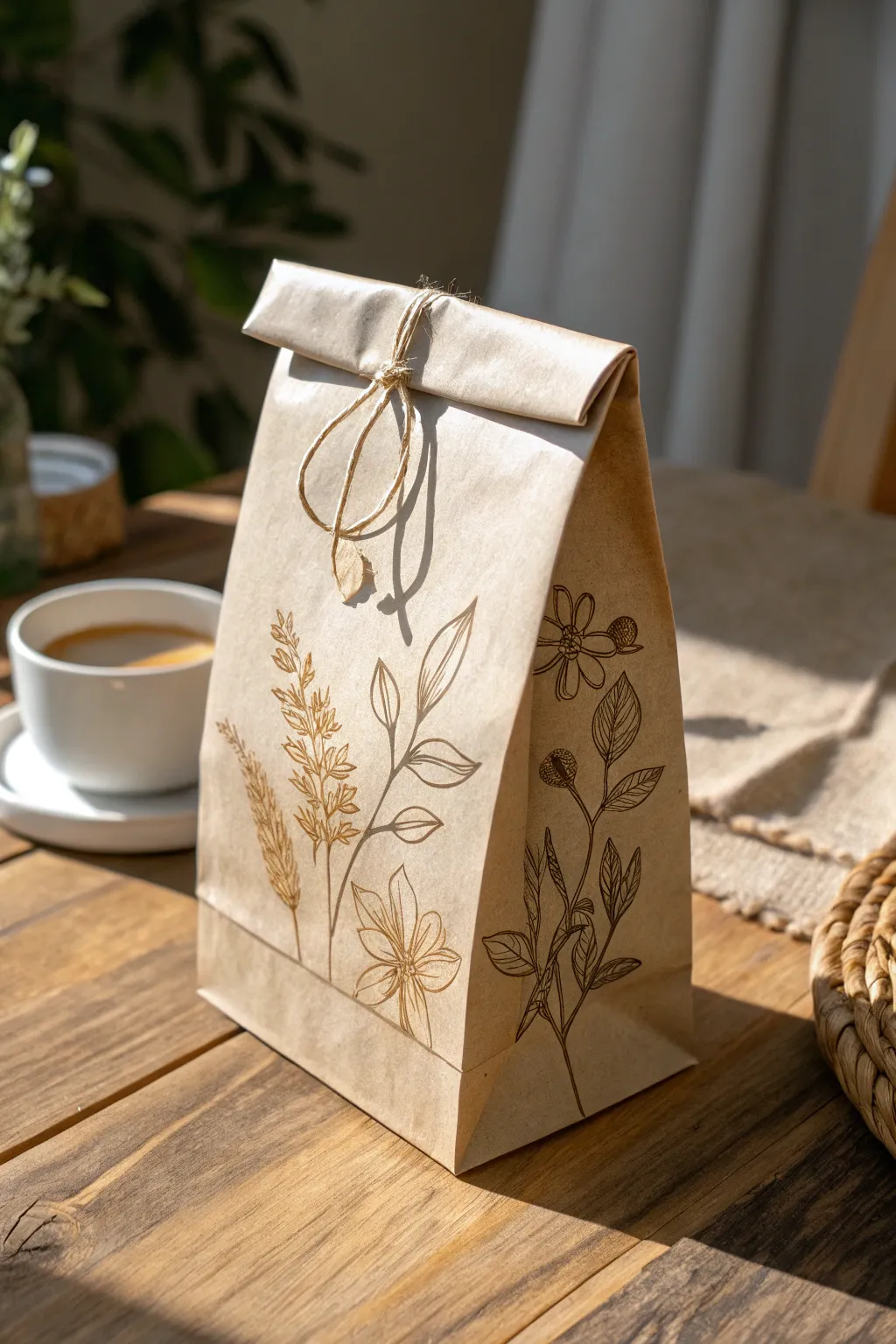 Embrace the artisanal touch with our handcrafted coffee bag, where simplicity meets natural beauty.