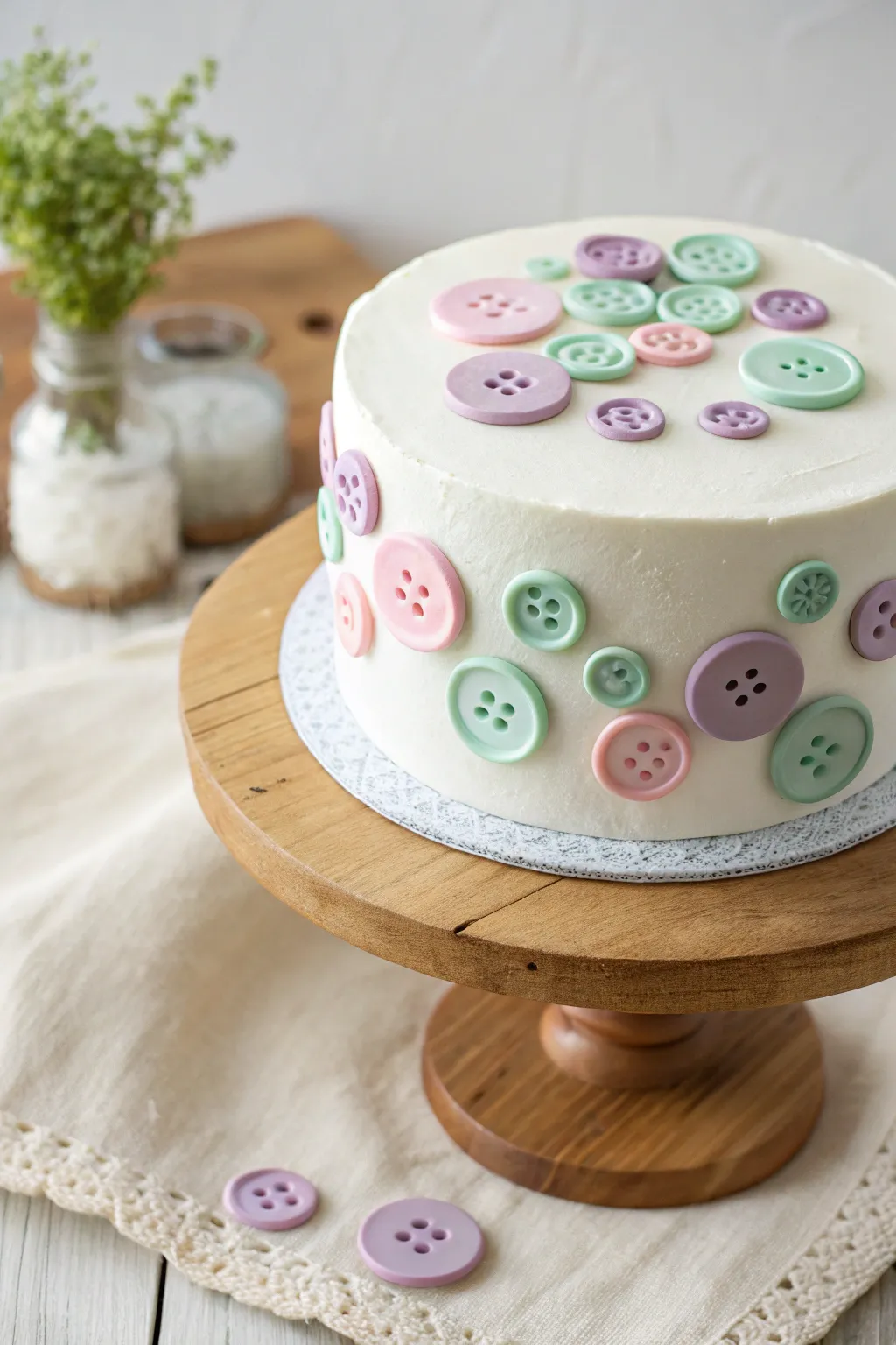 Crafted with love: A button-themed cake that's as delightful as it is delicious.