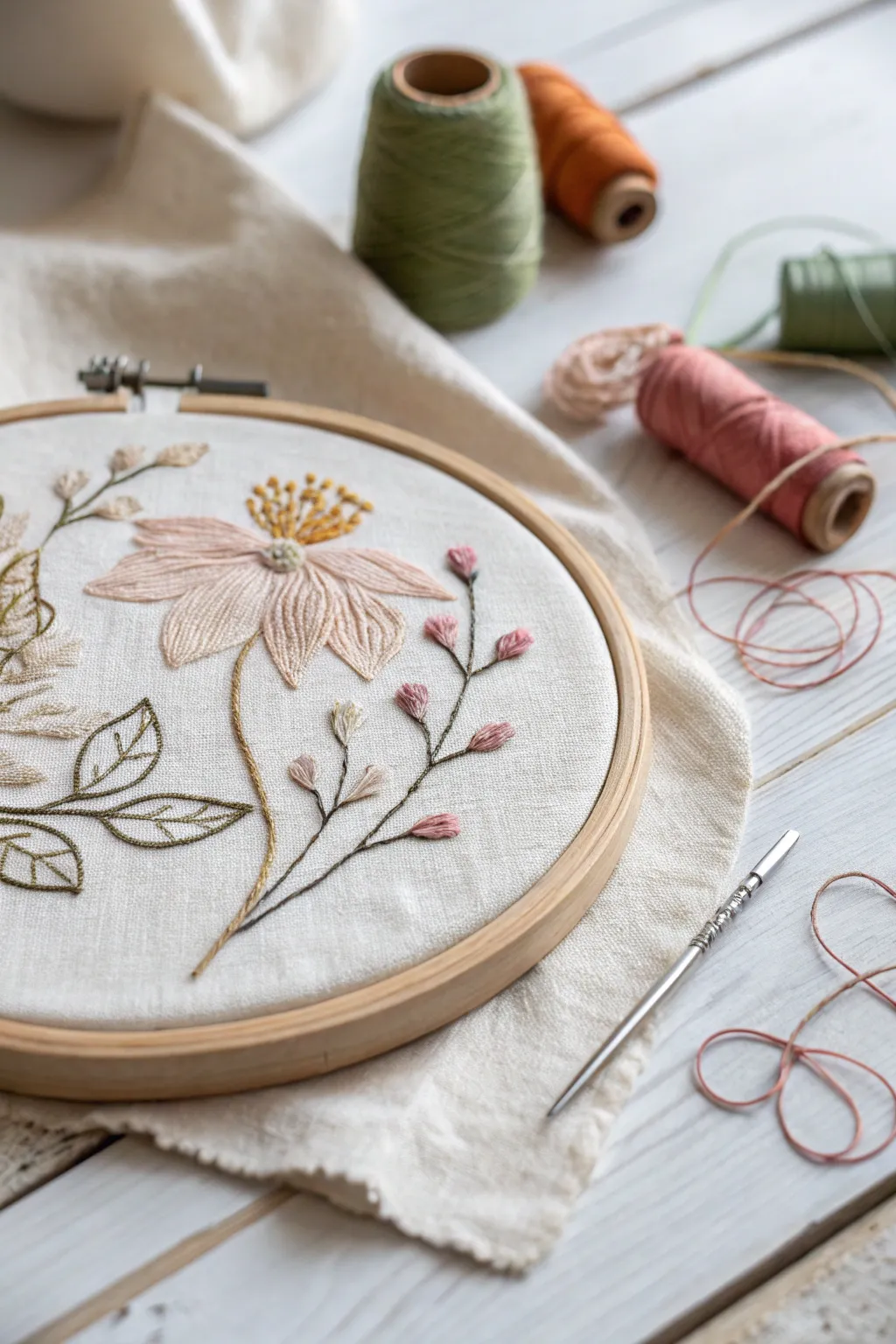 Discover the art of embroidery: where simplicity meets elegance.