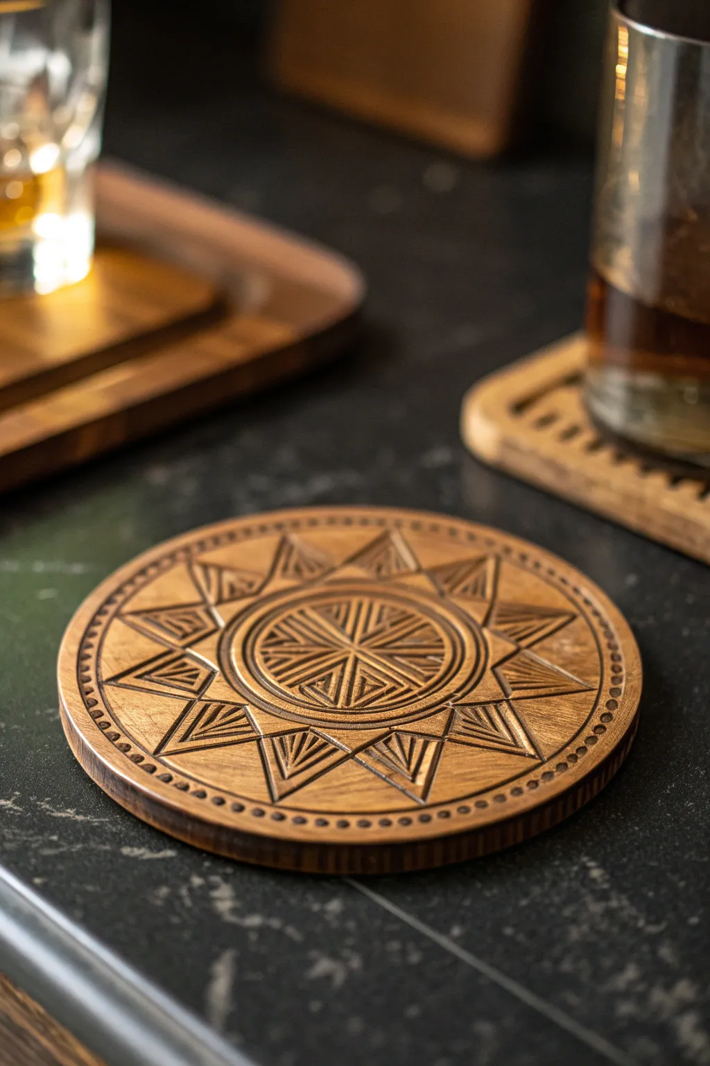 Elevate your gatherings with custom engraved coasters – where craftsmanship meets style.