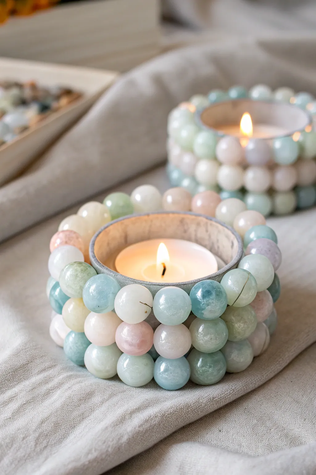 Add a touch of elegance with these enchanting marble candle holders.