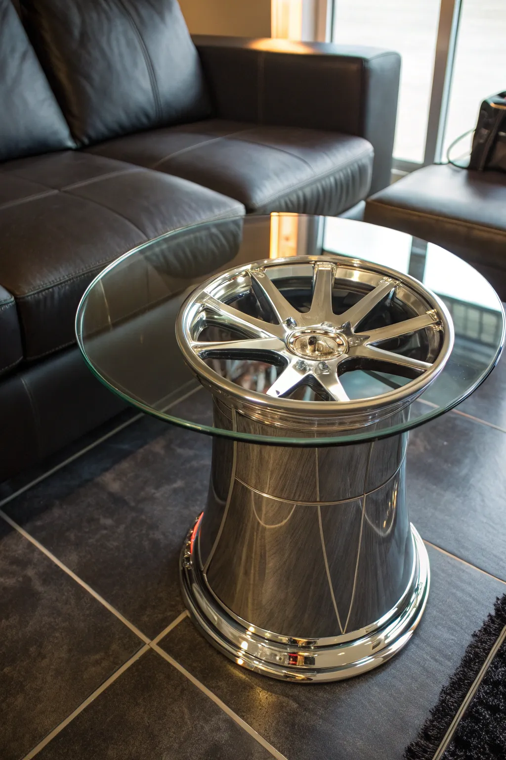 Rev up your living space with this stunning Rim Side Table – where automotive elegance meets modern design.
