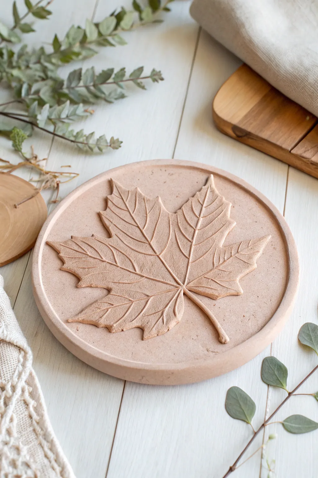Bring the beauty of nature into your home with this leaf-inspired clay trivet, a perfect blend of simplicity and elegance.
