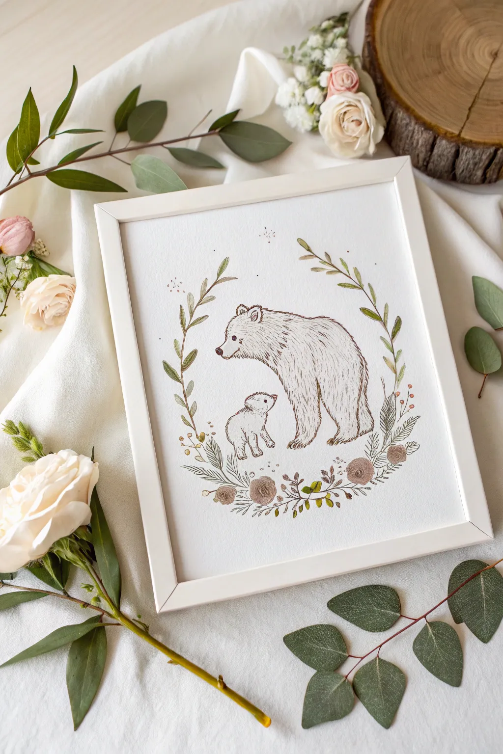 Celebrate the special bond with a touch of nature and simplicity. 🐻💛 #MothersDayArt #ScandiBoho