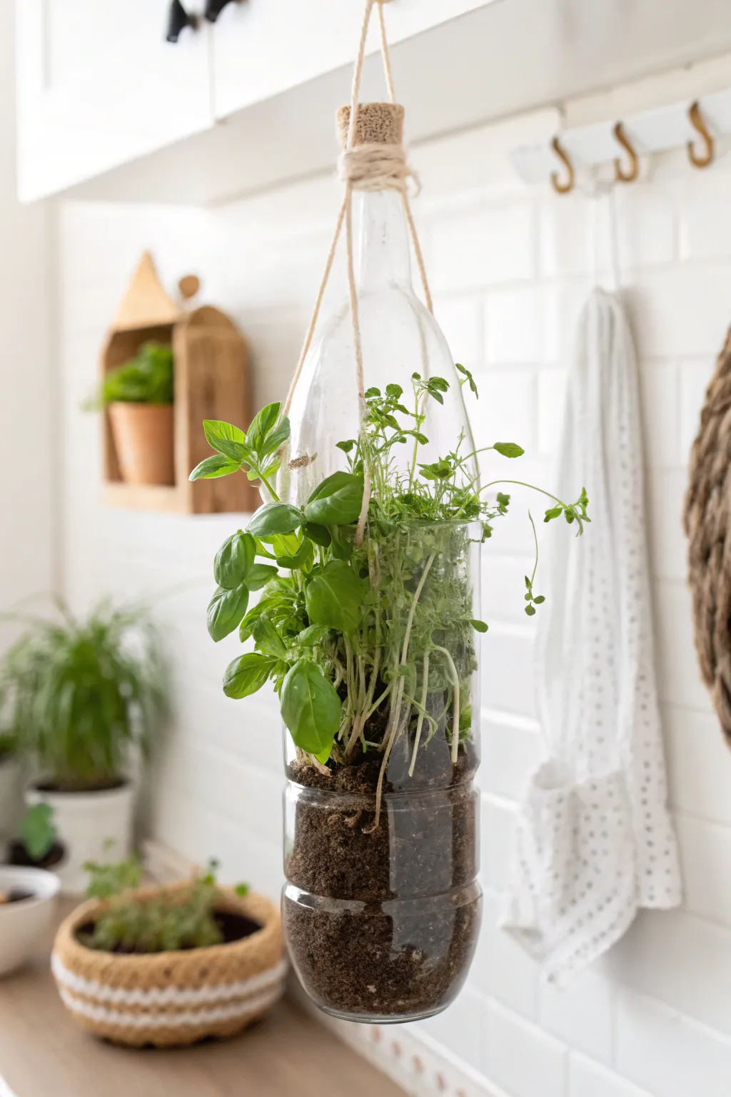 Transform and uplift your space with this chic plastic bottle herb garden—sustainability meets style!