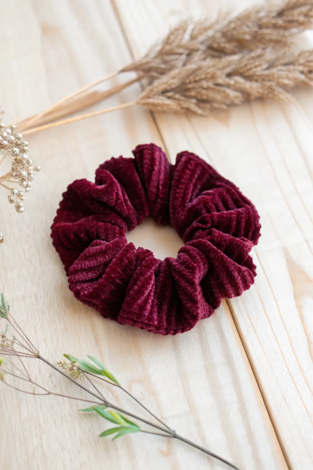 Elevate your style with the luxurious charm of a handmade velvet scrunchie—where simplicity meets elegance.