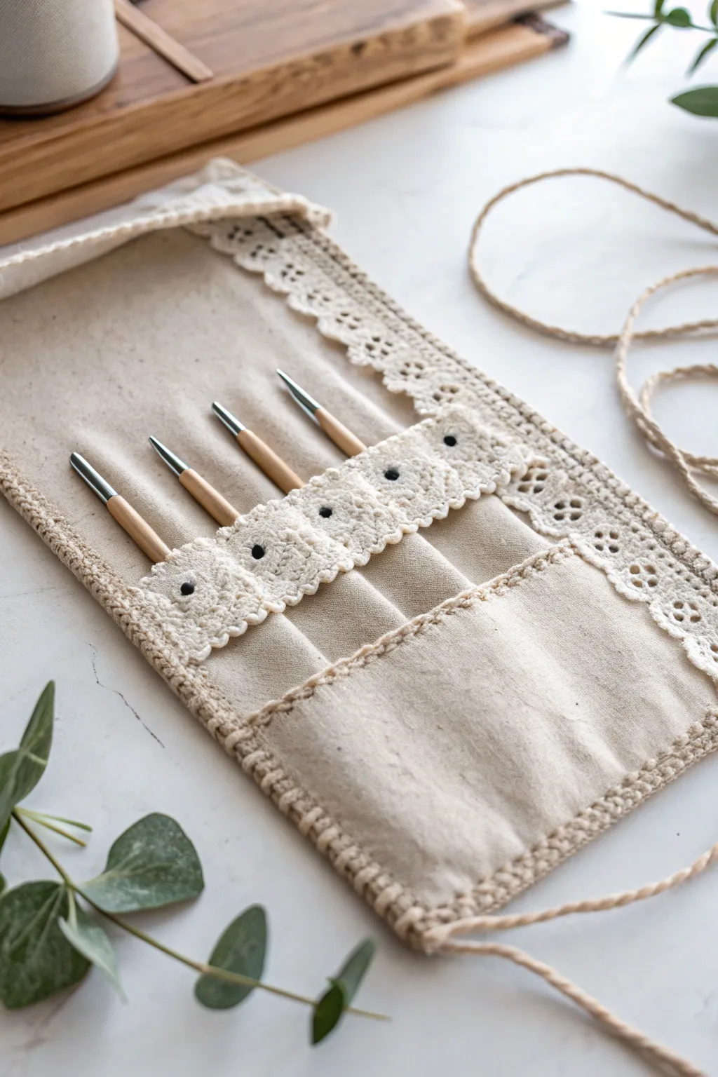 Craft in style with this minimalist crochet hook pouch - perfect for the on-the-go artisan.