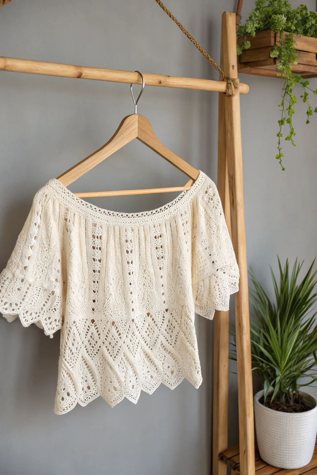 Embrace elegance with this handcrafted crochet off-shoulder top, perfect for any occasion.