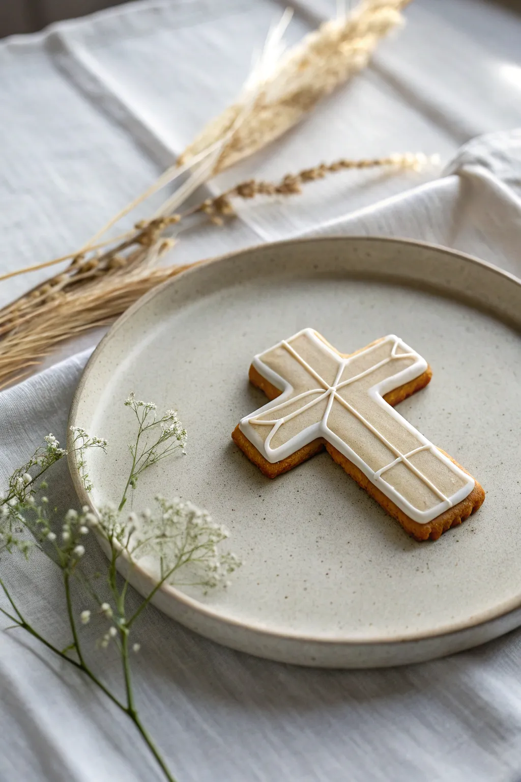 Embrace simplicity with minimalist line designs for your cross cookies—elegance in every detail.